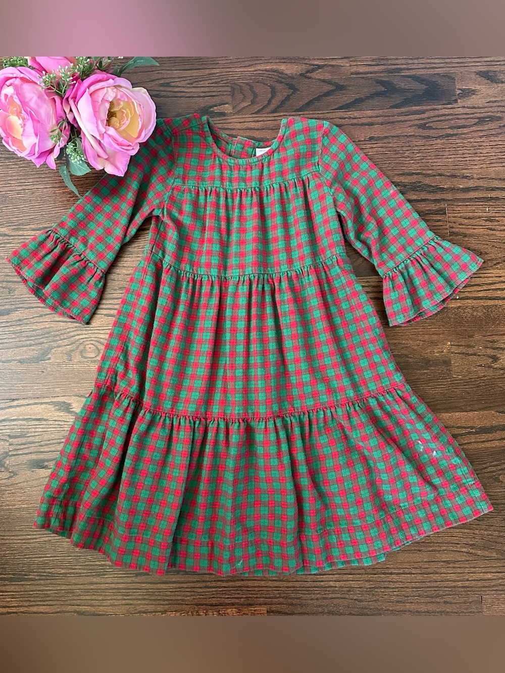 Hanna Andersson plaid flannel dress, size 130/8US